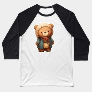 Cute Bear Cartoon Adventurer Adorable Kawaii Animal Baseball T-Shirt